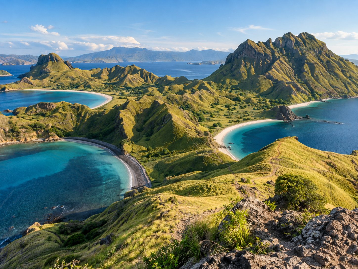 Panorama bukit dan teluk Pulau Padar